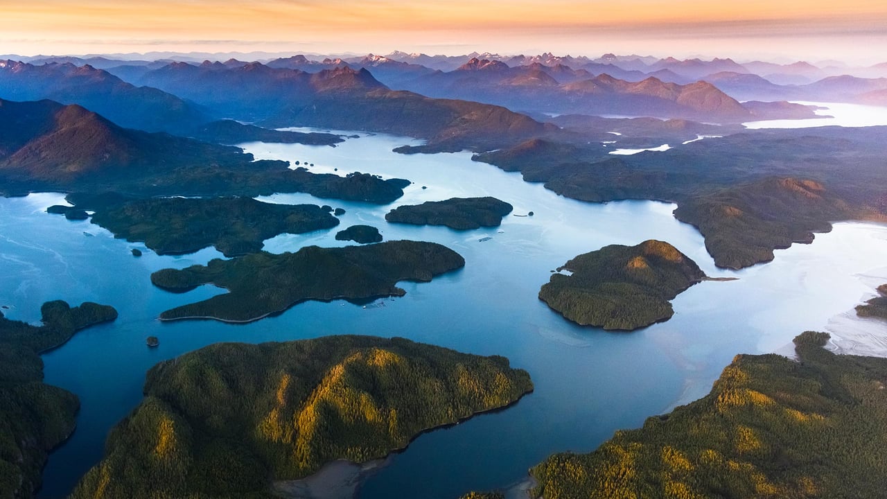 Aerial view of Clayoquot Sound and the Pacific Rim National Park Reserve in British Columbia (© Yuri Choufour/Danita Delimont) desktop wallpaper