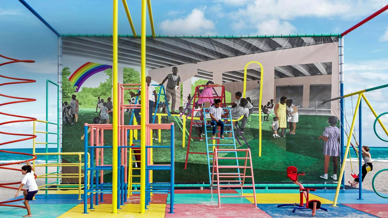 'America's Playground' by Derrick Adams in 2018 in Miami Beach, Florida (© Jeff Greenberg/Alamy) desktop wallpaper
