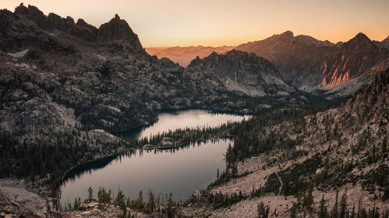 Baron Lake and Upper Baron Lake in the Sawtooth Wilderness in Idaho (© Patrick Brandenburg/Tandem Stills + Motion) desktop wallpaper