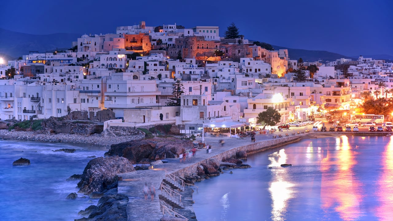 Blue hour in Naxos, Cyclades, Greece (© Sizun Eye/Getty Images) desktop wallpaper