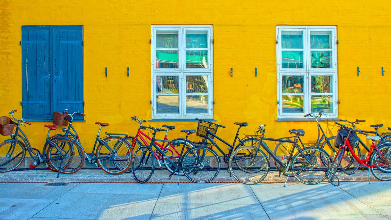 Bicycles in Copenhagen, Denmark (© Alphotographic/Getty Images) desktop wallpaper