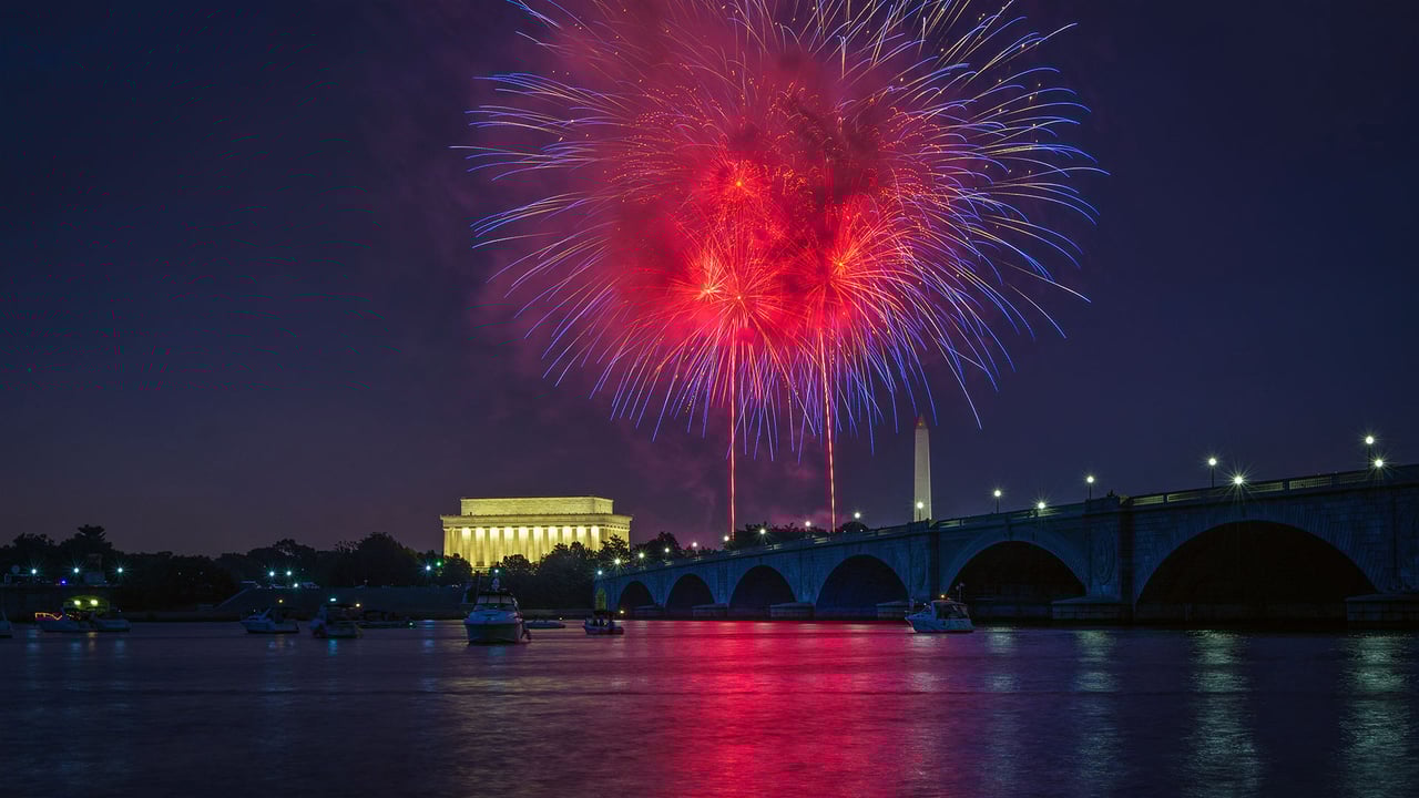 Independence Day fireworks over the National Mall, Washington, DC (© Jon Bilous/Shutterstock) desktop wallpaper