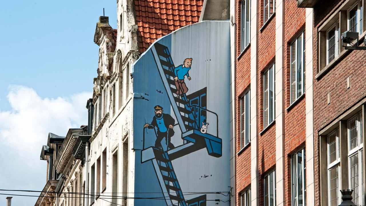 Route de la bande dessinée, peinture murale de Tintin de Hergé à Bruxelles (© travelpix/Alamy Stock Photo) desktop wallpaper