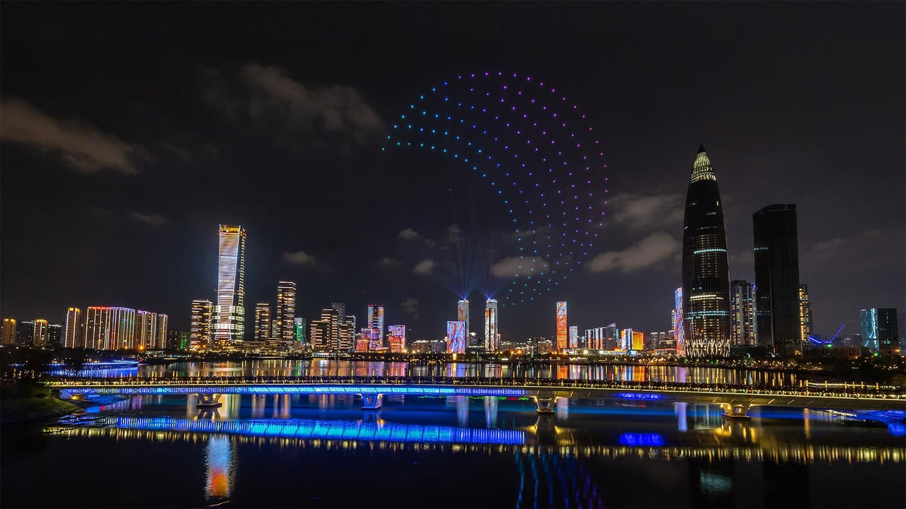 Drones light up the sky over Shenzhen, China (© Liang Weiming/VCG via Getty Images) desktop wallpaper