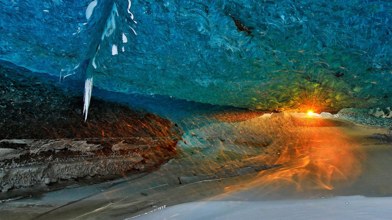 Ice cave at sunset in Vatnajökull National Park, Iceland (© Johnathan Ampersand Esper/Aurora Photos) desktop wallpaper