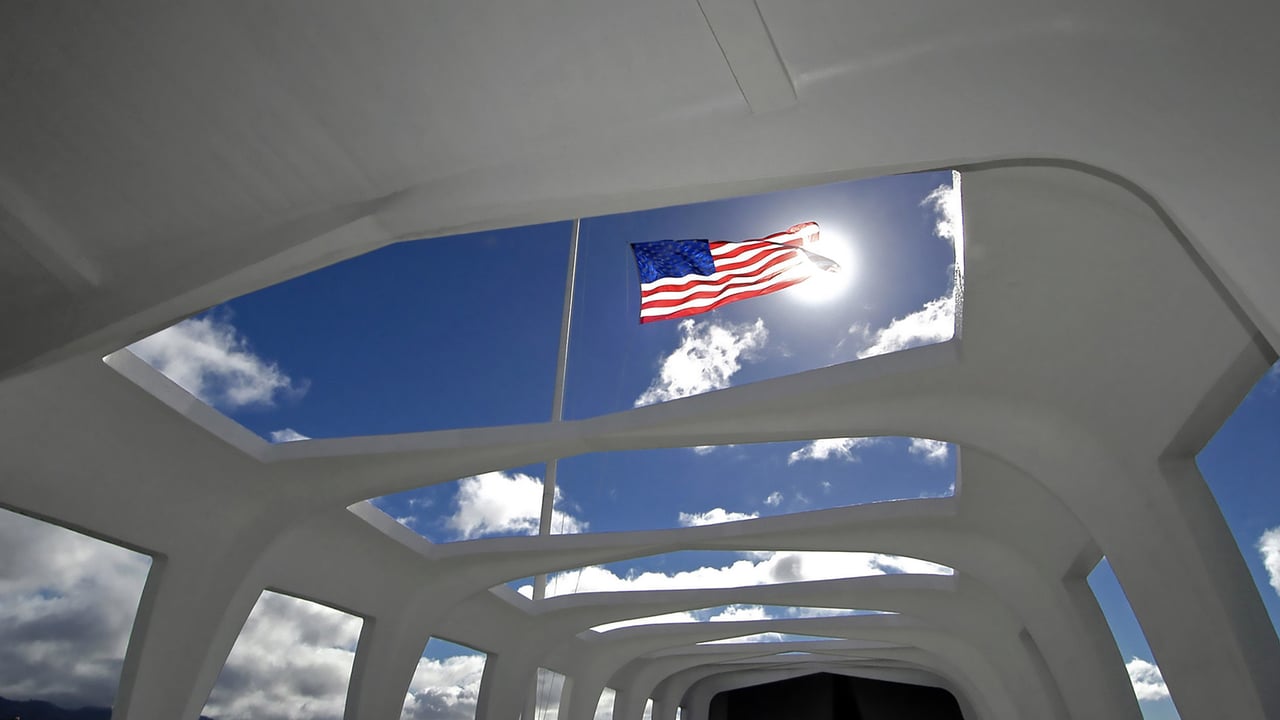 Flag above the USS Arizona Memorial in Honolulu, Hawaii (© PJF Military Collection/Alamy) desktop wallpaper