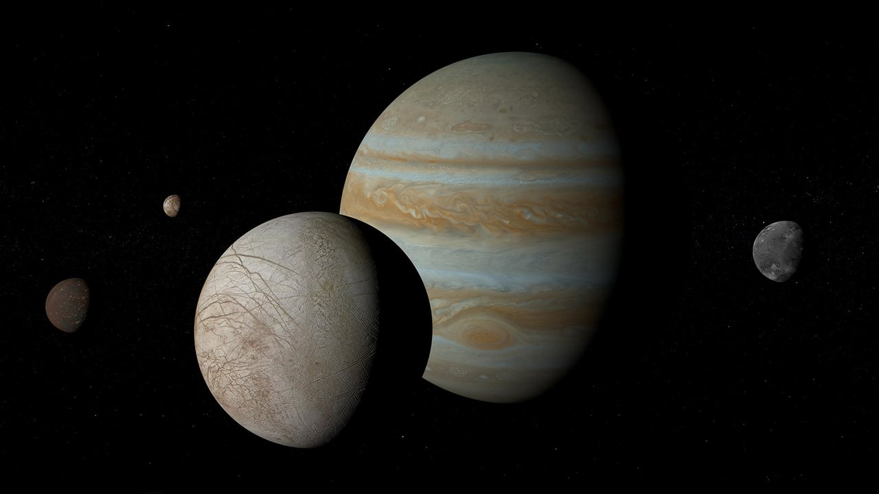 木星的卫星——木卫一、木卫二、木卫三和木卫四 (© Branko Šimunek/Alamy) desktop wallpaper
