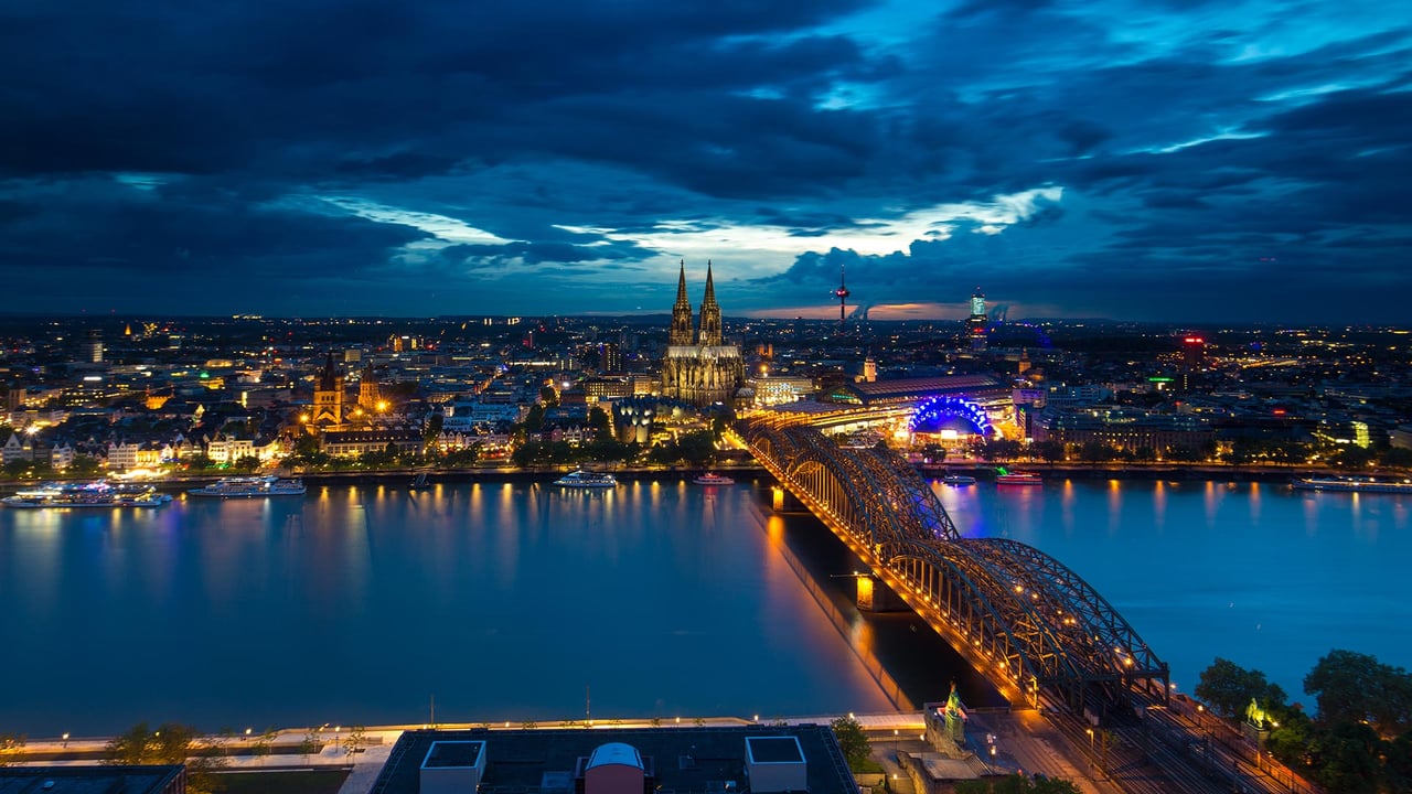 Nächtliche Ansicht der Stadt Köln, Nordrhein-Westfalen (© Tandem Stills + Motion) desktop wallpaper