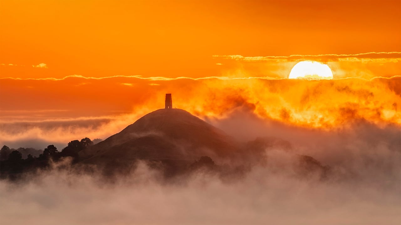 View of Glastonbury Tor from Walton Hill, Somerset, England (© Guy Edwardes/Minden Pictures) desktop wallpaper