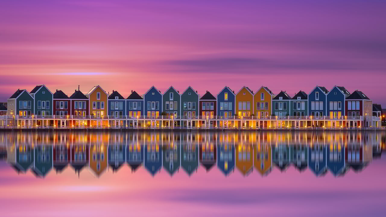The Rainbow Houses of Houten, Netherlands (© George Pachantouris/Getty Images) desktop wallpaper
