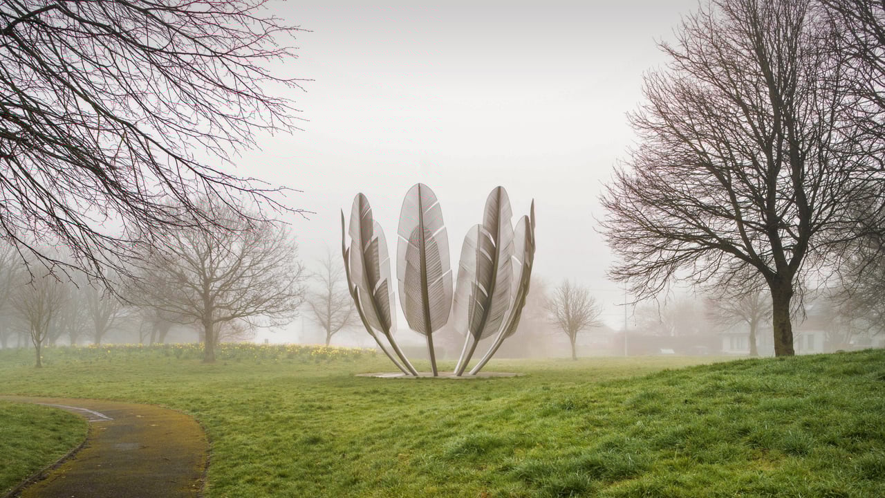 The sculpture 'Kindred Spirits' by Alex Pentek in Bailick Park, Midleton, County Cork, Ireland (© David Creedon/Alamy Live News/Alamy) desktop wallpaper