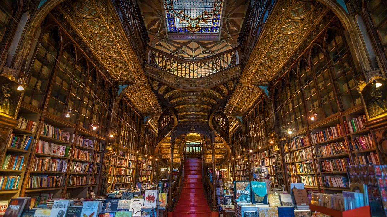 Livraria Lello, a bookstore in Porto, Portugal (© Nido Huebl/Shutterstock) desktop wallpaper