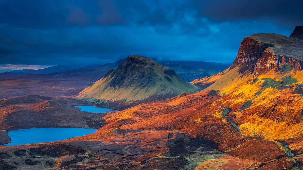 Loch Leum na Luirginn and Loch Cleat seen from the Quiraing, Isle of Skye, Scotland, U.K. (© Sebastian Wasek/Sime/eStock Photo) desktop wallpaper