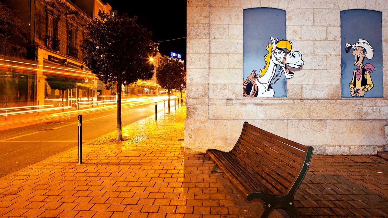 Extrait du mur peint « Les Daltons en prison », Lucky Luke et Jolly Jumper, pour le Festival international de la B.D d'Angoulême (© Jean-Marc Barrere/Hemis/AlamyStock Photo) desktop wallpaper