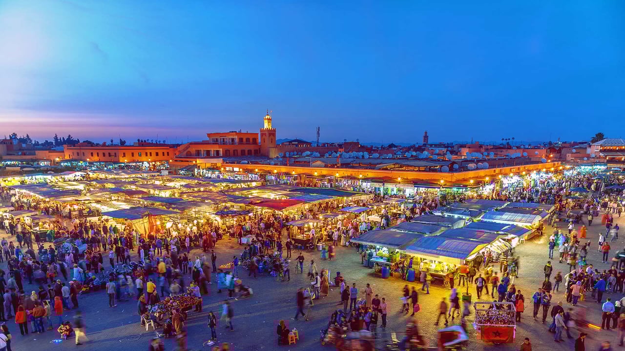 Jemaa el-Fnaa Square in Marrakesh, Morocco (© Pavliha/Getty Images) desktop wallpaper