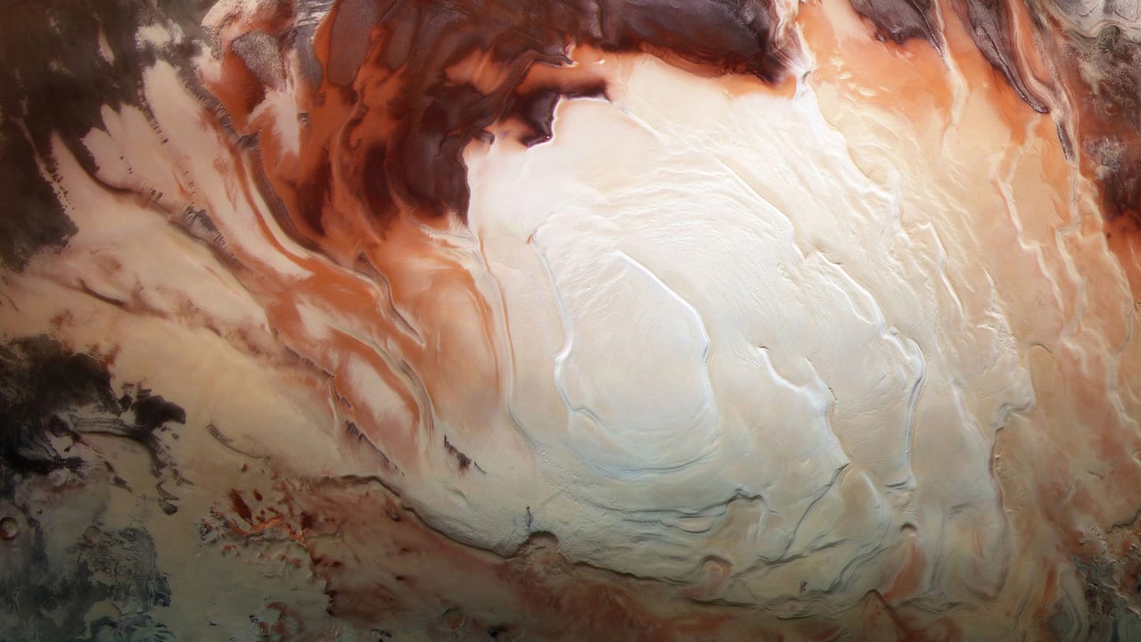 Mars Express image of the icy cap at Mars’ south pole (© ESA/DLR/FU Berlin/Bill Dunford) desktop wallpaper