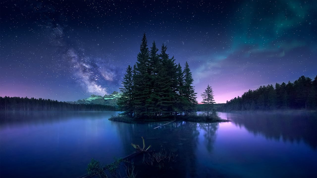 Aurora at Two Jack Lake, Banff National Park, Alberta, Canada (© Jesús M. García/Getty Images) desktop wallpaper