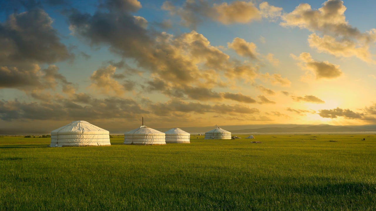 Yurts in the grasslands of Mongolia (© Michel Arnault/Shutterstock) desktop wallpaper