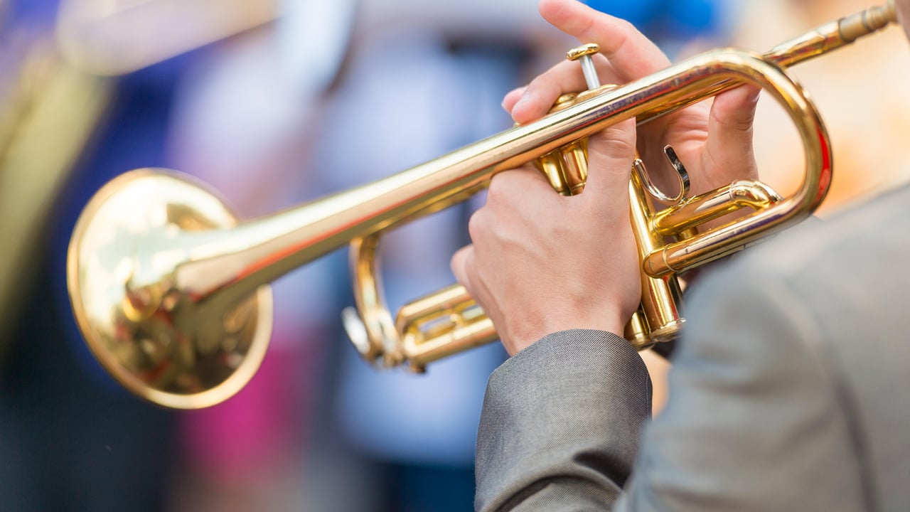 Close-up of a trumpet player's hands at Festival International de Jazz de Montréal (© Marc Bruxelle/Alamy Stock Photo) desktop wallpaper