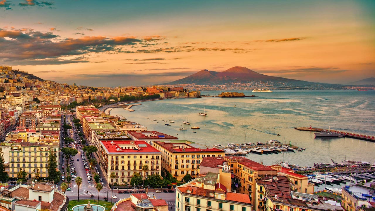 Looking over the Gulf of Naples towards Mount Vesuvius, Italy (© ezypix/Getty Images) desktop wallpaper