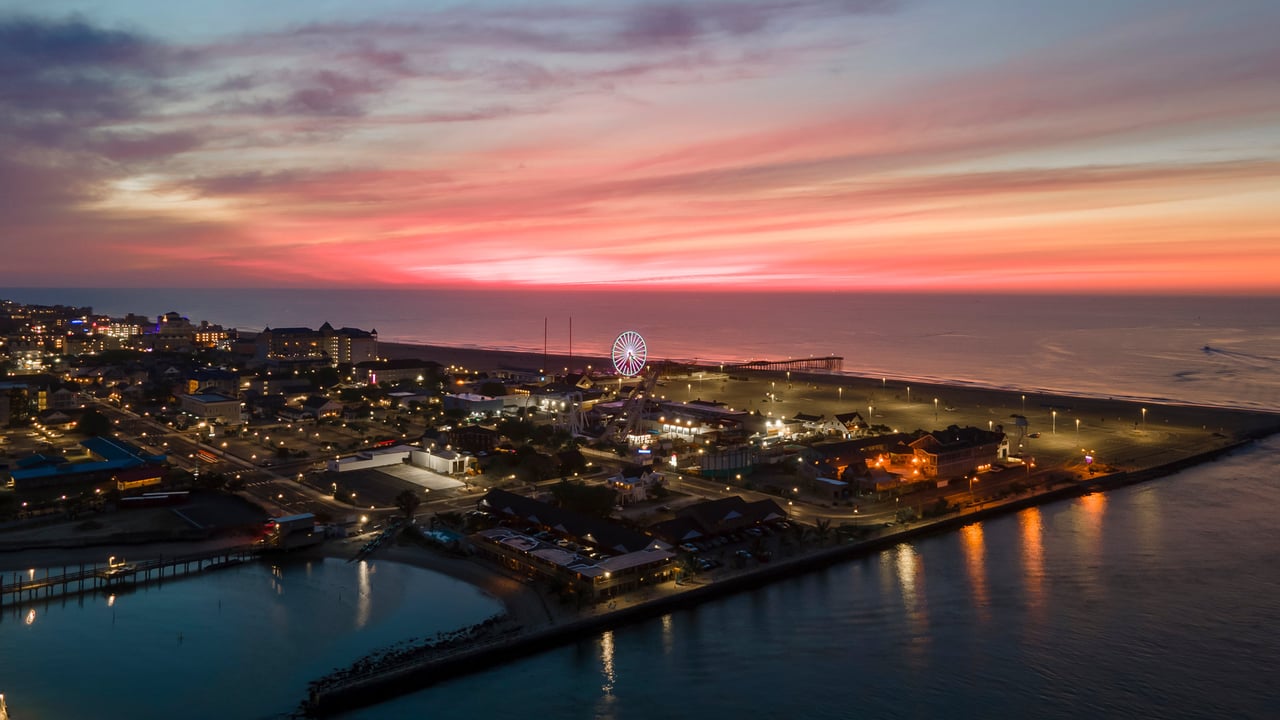 Ocean City, Maryland, at sunrise (© Kevin Olson/Amazing Aerial Agency) desktop wallpaper