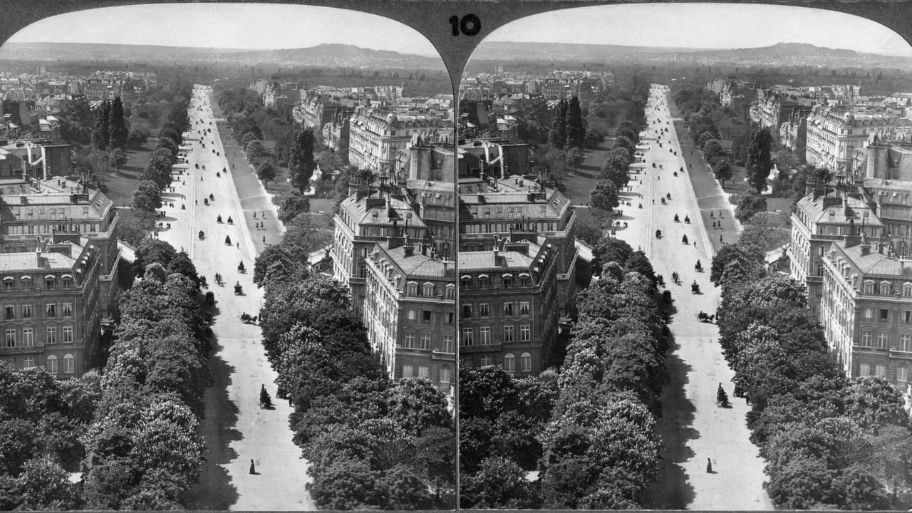 Carte stéréo Underwood & Underwood représentant l’avenue du Bois de Boulogne (Avenue Foch) prise depuis l’arc de Triomphe vers le mont Valérien (© JT Vintage/Glasshouse Images/Alamy Stock Photo) desktop wallpaper
