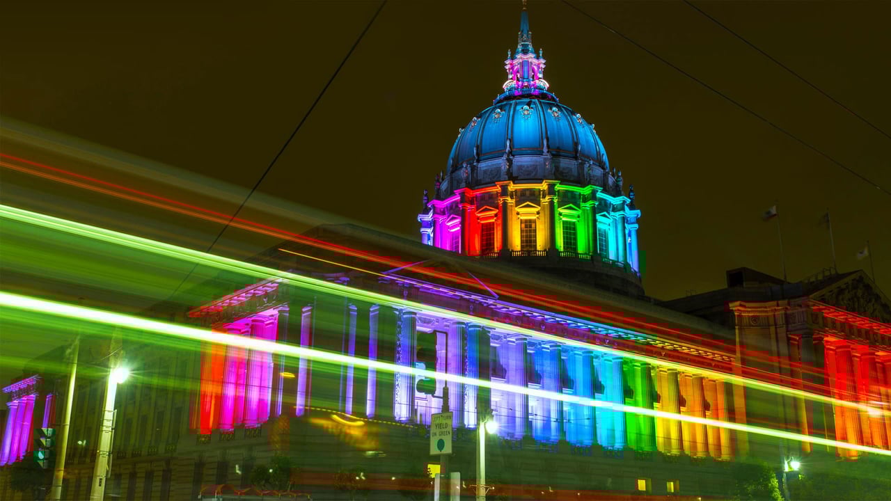San Francisco City Hall lit with rainbow lights for Pride (© Wonwoo Lee/Getty Images) desktop wallpaper