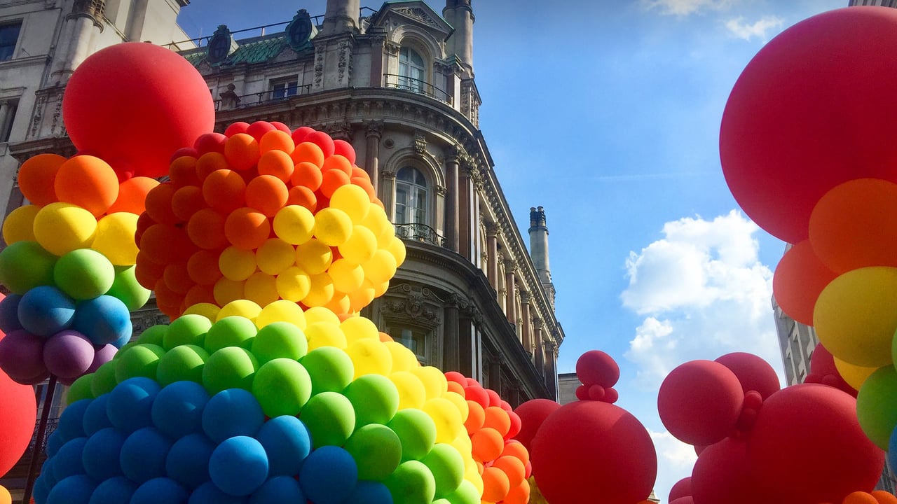 Rainbow-coloured balloons at the Pride in London parade (© darko m/Shutterstock) desktop wallpaper