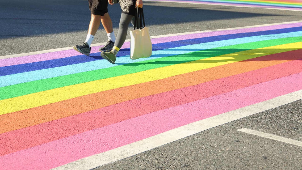 Vancouver’s first permanently rainbow coloured crosswalk in downtown Vancouver (© Maxvis/Getty Images) desktop wallpaper