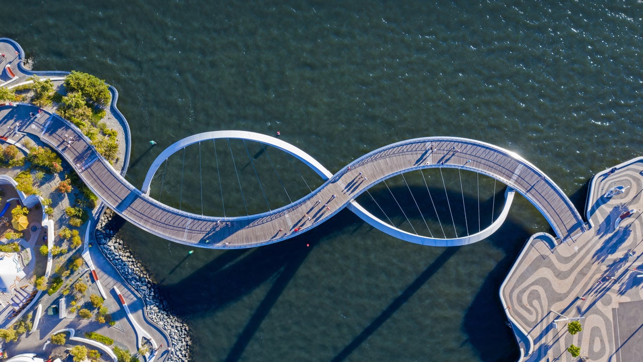 Elizabeth Quay Bridge in Perth, Australia (© Amazing Aerial Agency/Offset by Shutterstock) desktop wallpaper