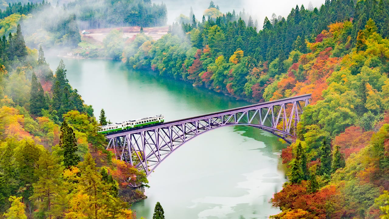第一只見川橋梁, 福島県 大沼郡 (© Doctor Egg/Getty Images) desktop wallpaper