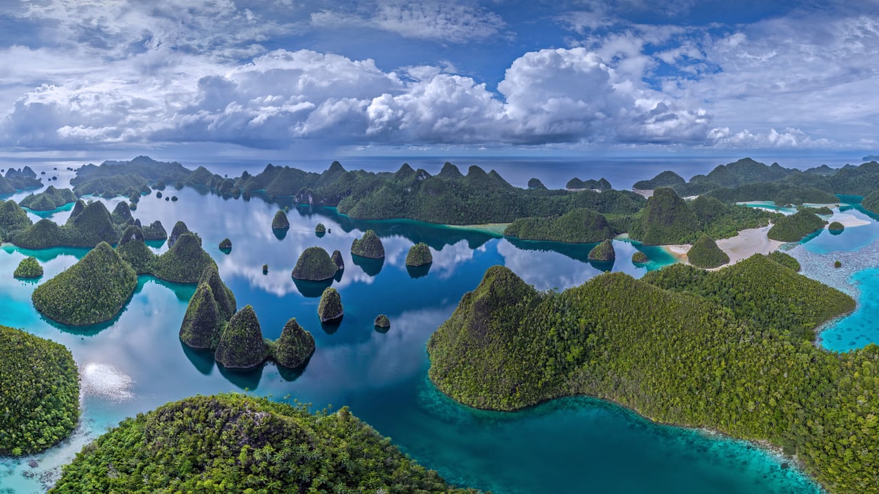Raja Ampat, an archipelago in Indonesia (© Amazing Aerial Agency/Offset by Shutterstock) desktop wallpaper