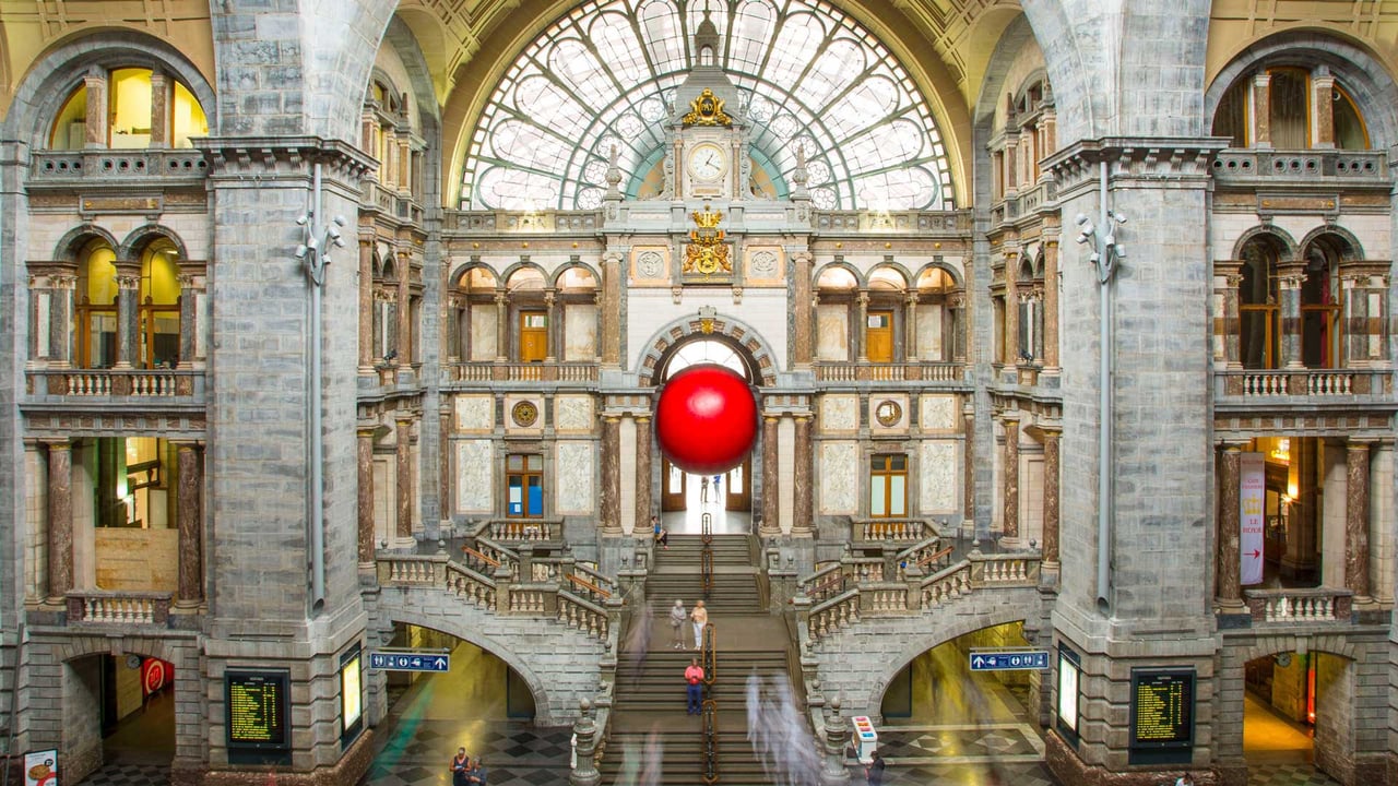 The RedBall Project art installation, Centraal Station, Antwerp, Belgium (© Brit Worgan/Getty Images) desktop wallpaper