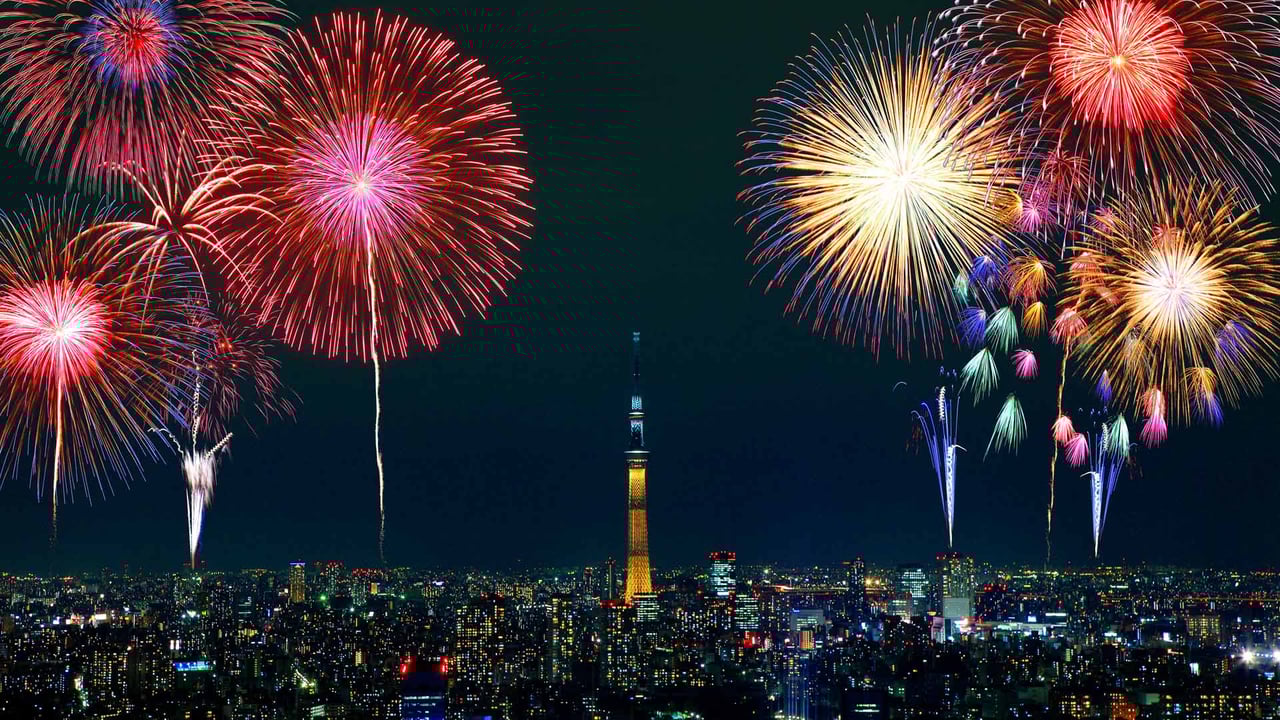 ｢隅田川花火大会｣東京, 墨田区 (© Aflo Relax/Masterfile) desktop wallpaper