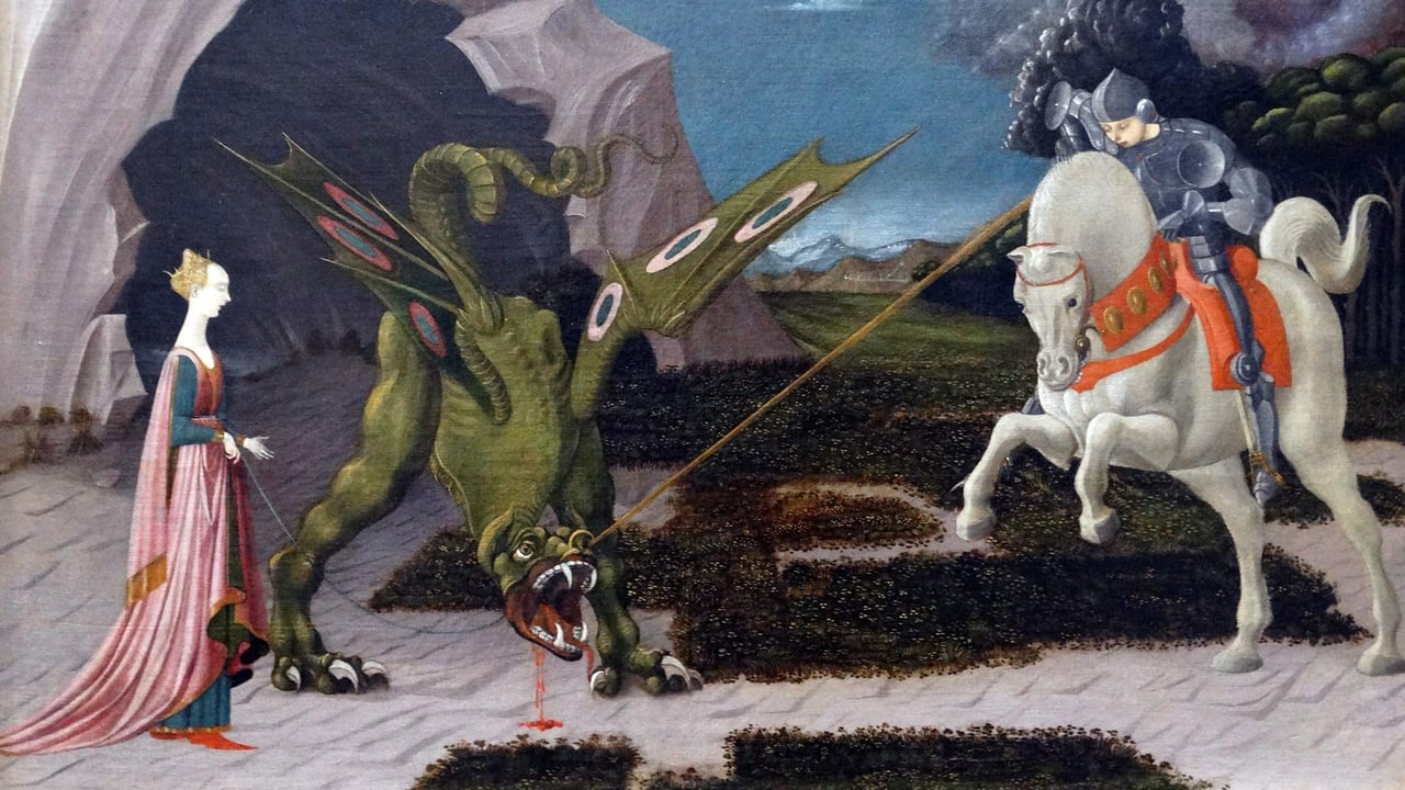 Painting titled 'Saint George and the Dragon' by Paolo Uccello (© Photo 12/Universal Images Group via Getty Images) desktop wallpaper