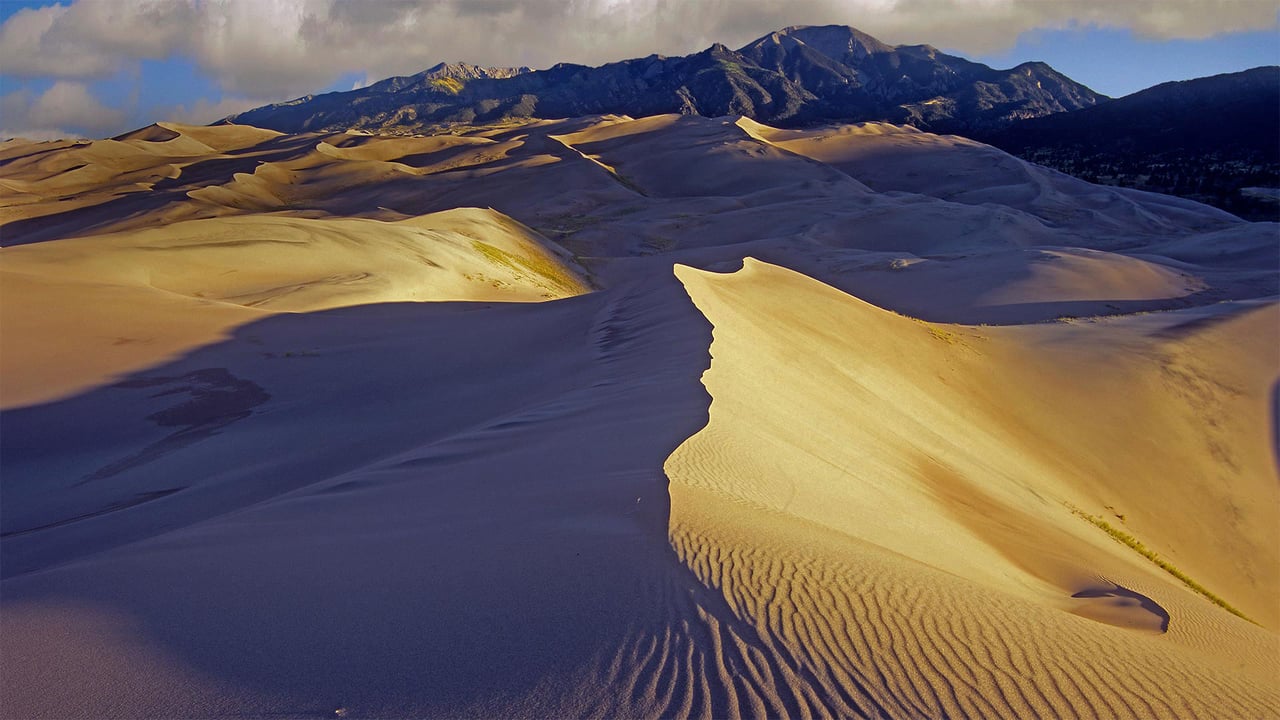 Sand dunes with Sangre de Cristo Mountains in the background, Great Sand Dunes National Park and Preserve, Colorado (© Tim Fitzharris/Minden Pictures) desktop wallpaper