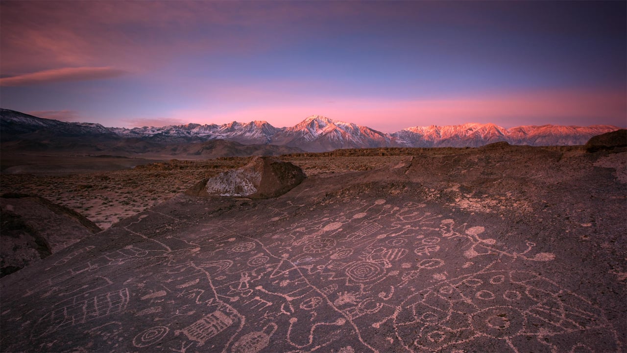 Sky Rock petroglyphs in the Volcanic Tablelands near Bishop, California (© JTBaskinphoto/Getty Images) desktop wallpaper