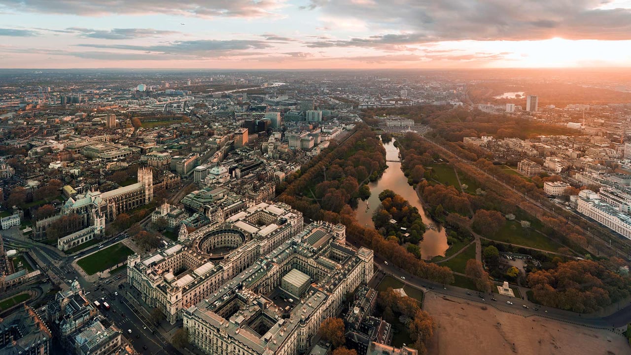 Aerial photograph over Whitehall and St James's Park, London (© Howard Kingsnorth/Getty Images) desktop wallpaper