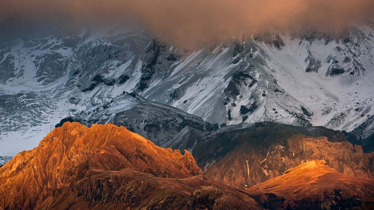 Sunlit ridges against volcanic scree on Eyjafjallajökull, a volcano in Iceland (© Erlend Haarberg/Minden Pictures) desktop wallpaper