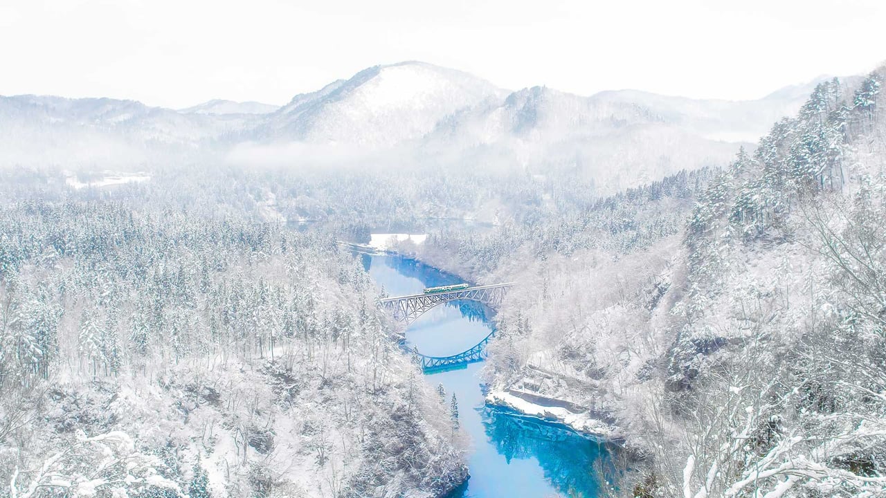 Daiichi Tadami River Bridge, Fukushima prefecture, Japan (© DoctorEgg/Getty Images) desktop wallpaper