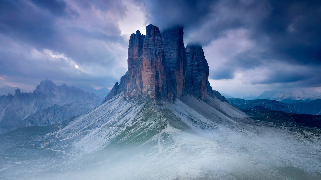Tre Cime di Lavaredo as seen from the Lavaredo fork, Sexten Dolomites, Italy (© AWL Images/Danita Delimont) desktop wallpaper
