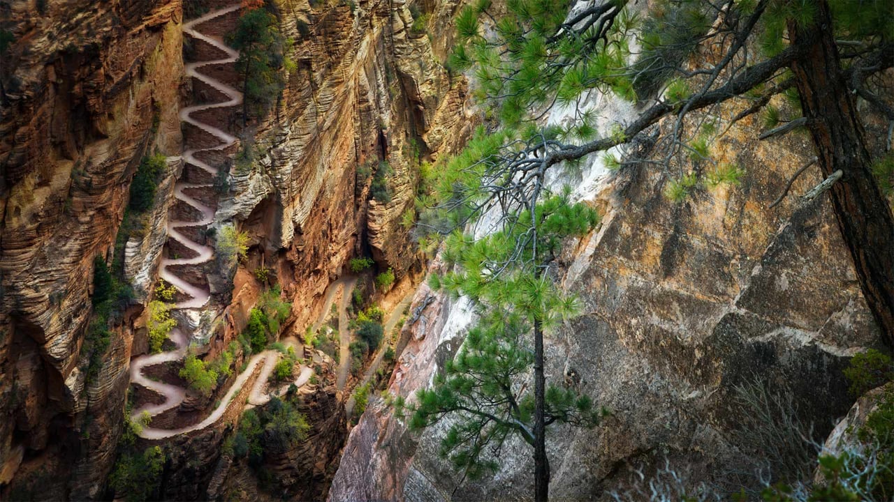 Walter's Wiggles on the Angels Landing Trail in Zion National Park, Utah (© Dennis Frates/Alamy) desktop wallpaper