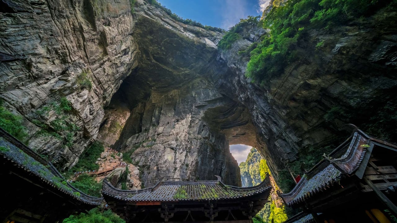 Three Natural Bridges, Wulong Karst National Geology Park, China (© Pav-Pro Photography Ltd/Shutterstock) desktop wallpaper