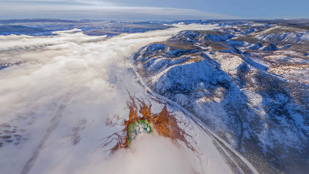 Aerial view of Grand Prismatic Spring, Yellowstone National Park, Wyoming (© AirPano LLC/Amazing Aerial Agency) desktop wallpaper