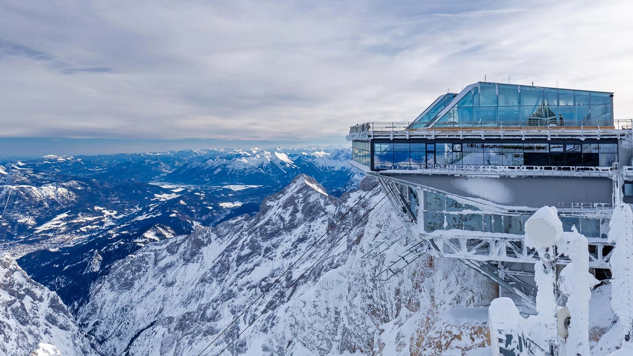 Cable car station at the summit of Zugspitze mountain in Grainau, Garmisch-Partenkirchen, Germany (© Robert Jank/Alamy) desktop wallpaper