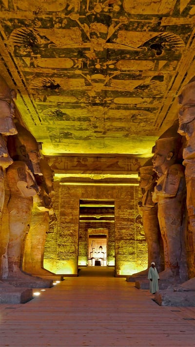 The interior of the Great Temple of Ramesses II, Abu Simbel, Egypt (© Nick Brundle Photography/Getty Images) mobile wallpaper