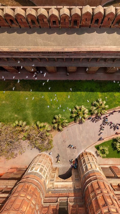 India Aerial view above of Agra Fort (© Amazing Aerial Premium/Shutterstock) mobile wallpaper