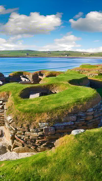 The Neolithic settlement of Skara Brae, Orkney, Scotland (© Paul Williams - FunkyStock/Getty Images) mobile wallpaper