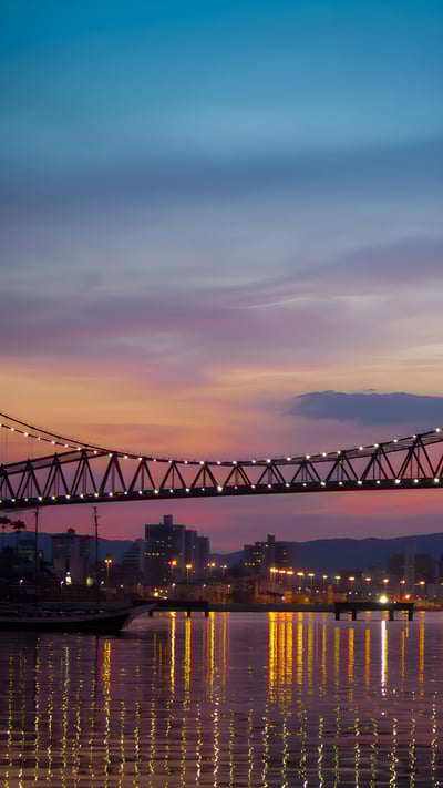 Ponte Hercílio Luz ao pôr do sol, Florianópolis, Brasil (© daniel_wiedemann/iStock/Getty Images Plus) mobile wallpaper