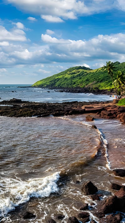 Anjuna Beach, Goa, India (© Dmitry Rukhlenko/Shutterstock) mobile wallpaper